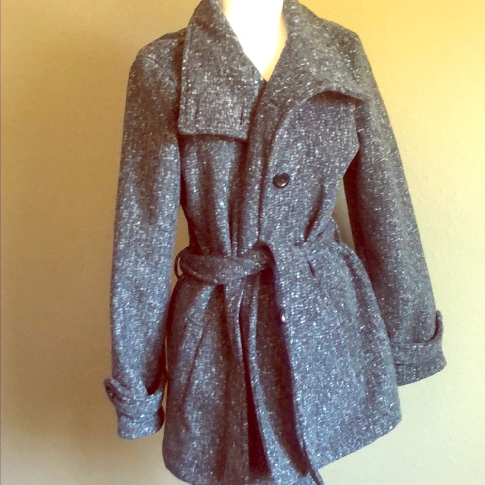 Pea Coat Charcoal with white specs- COZY